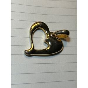 Gold tone heart pendant vintage pendant gift idea